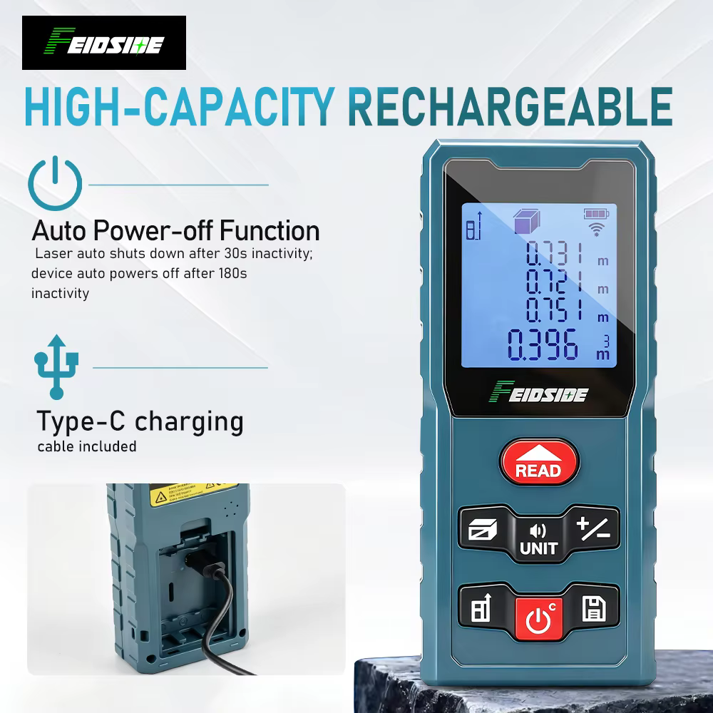 FEIDSIDE Télémètre laser 120M rechargeable Type-C