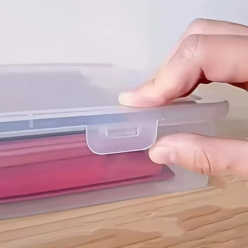 Boîte de rangement en plastique transparent format A4 avec couvercle rabattable - Organisateur de bureau anti-poussière