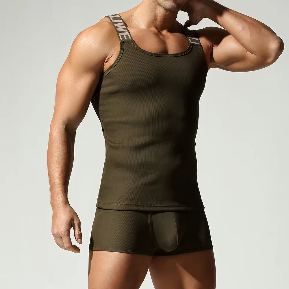 Ensemble de caleçons boxers et débardeurs côtelés TALWELL pour hommes – Tissu extensible confortable et respirant