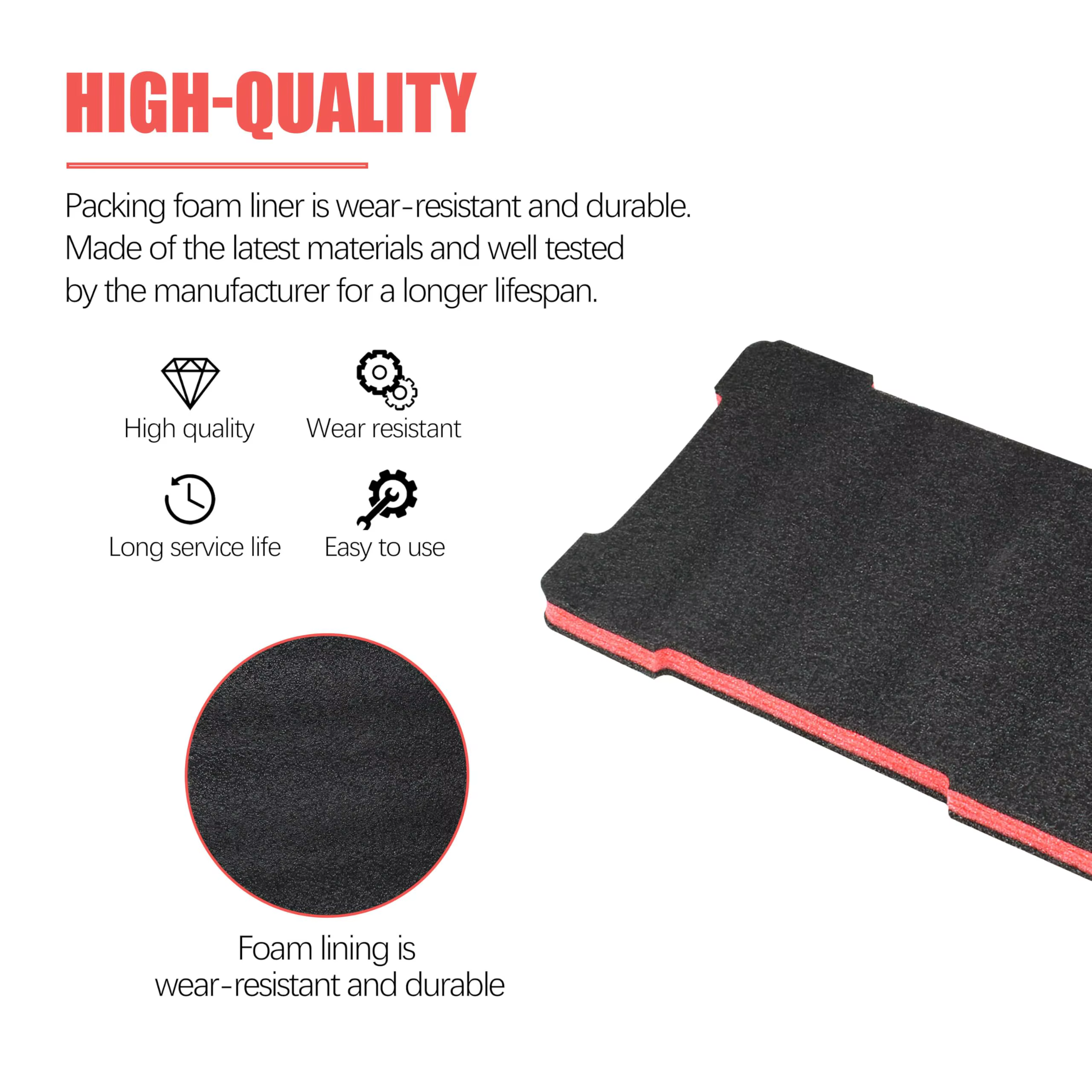 Inserts en mousse compatibles avec la boîte à outils Milwaukee Packout 48-22-8435