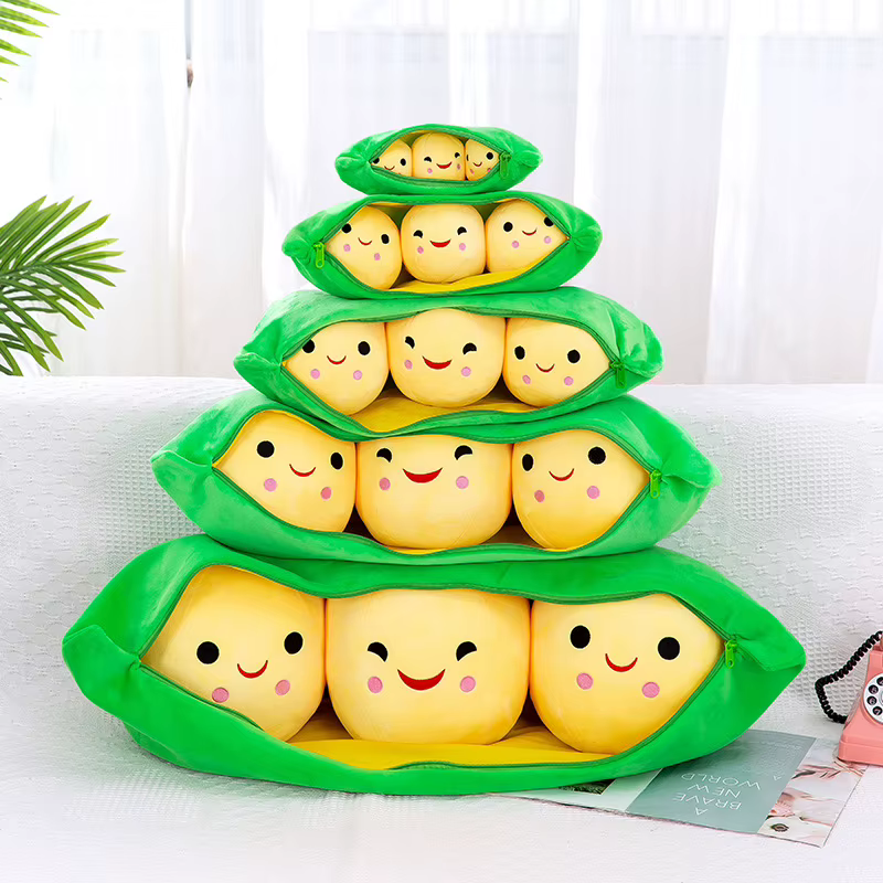 Peluche créative en forme de gousse de pois