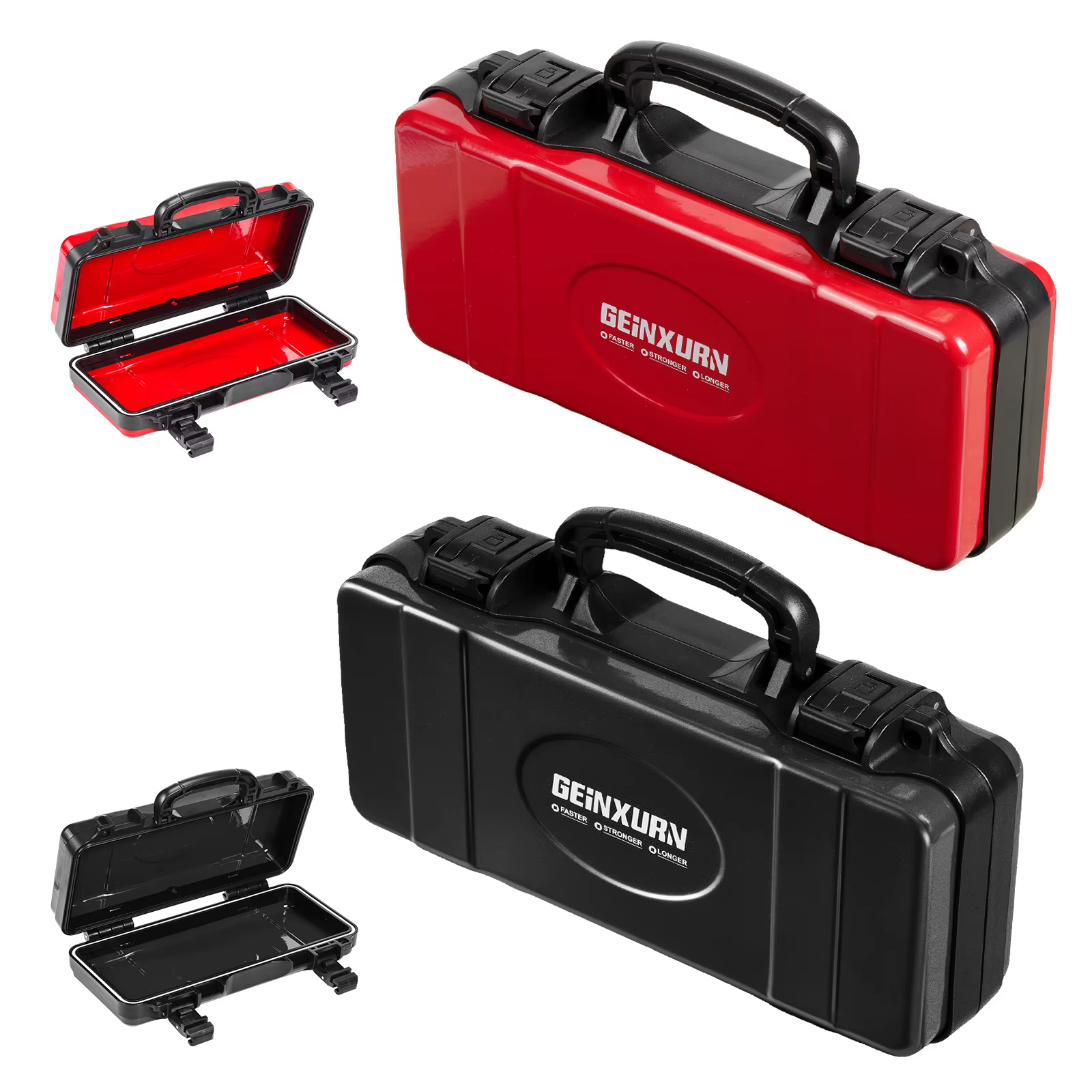 Geinxurn 2 boîtes à outils portables en métal rouge et noir