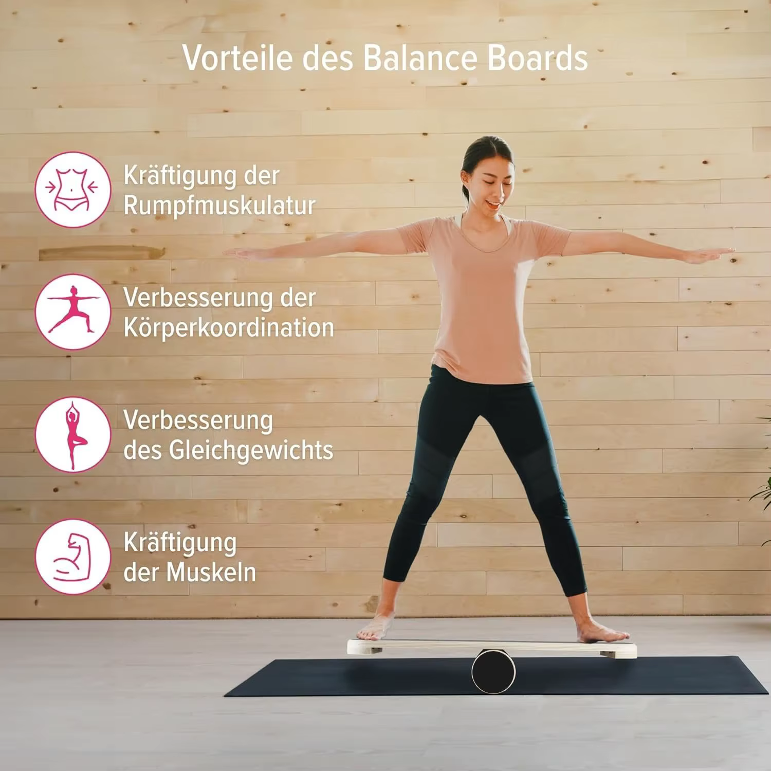 Planche d'équilibre en bois pour adultes, surface coordonnante, planche d'intérieur pour le hockey, le fitness
