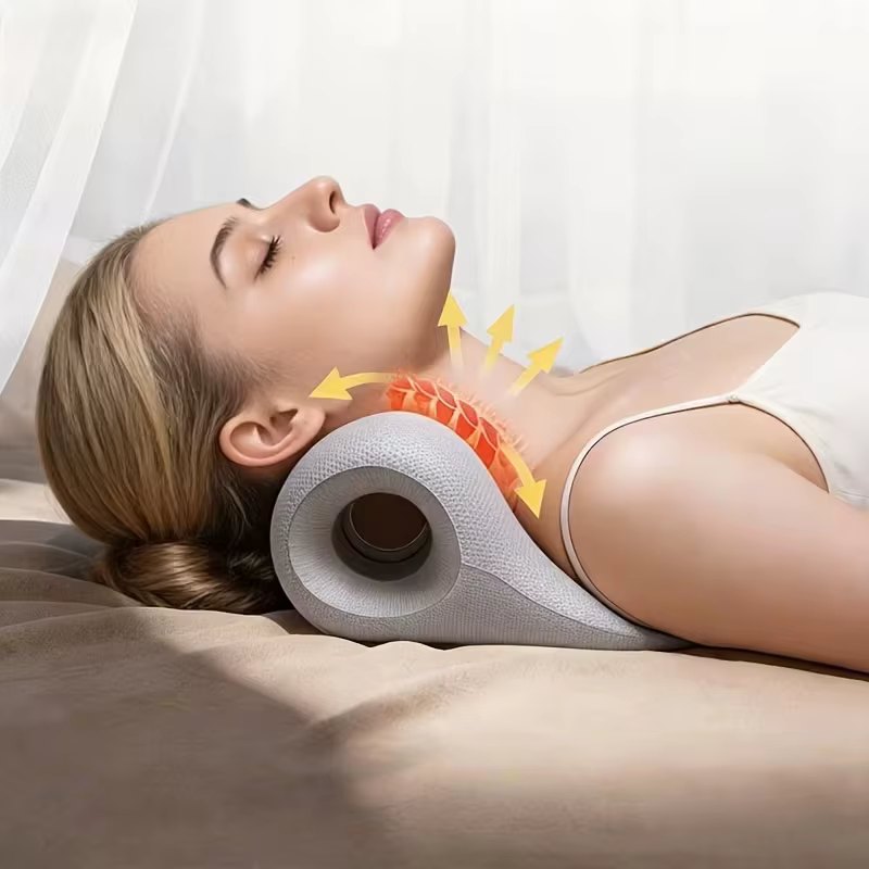 Oreiller de massage cervical – Masseur Shiatsu pour le cou et les épaules à usage domestique avec support, traction multifonctionnelle, aide à l'alignement de la colonne vertébrale