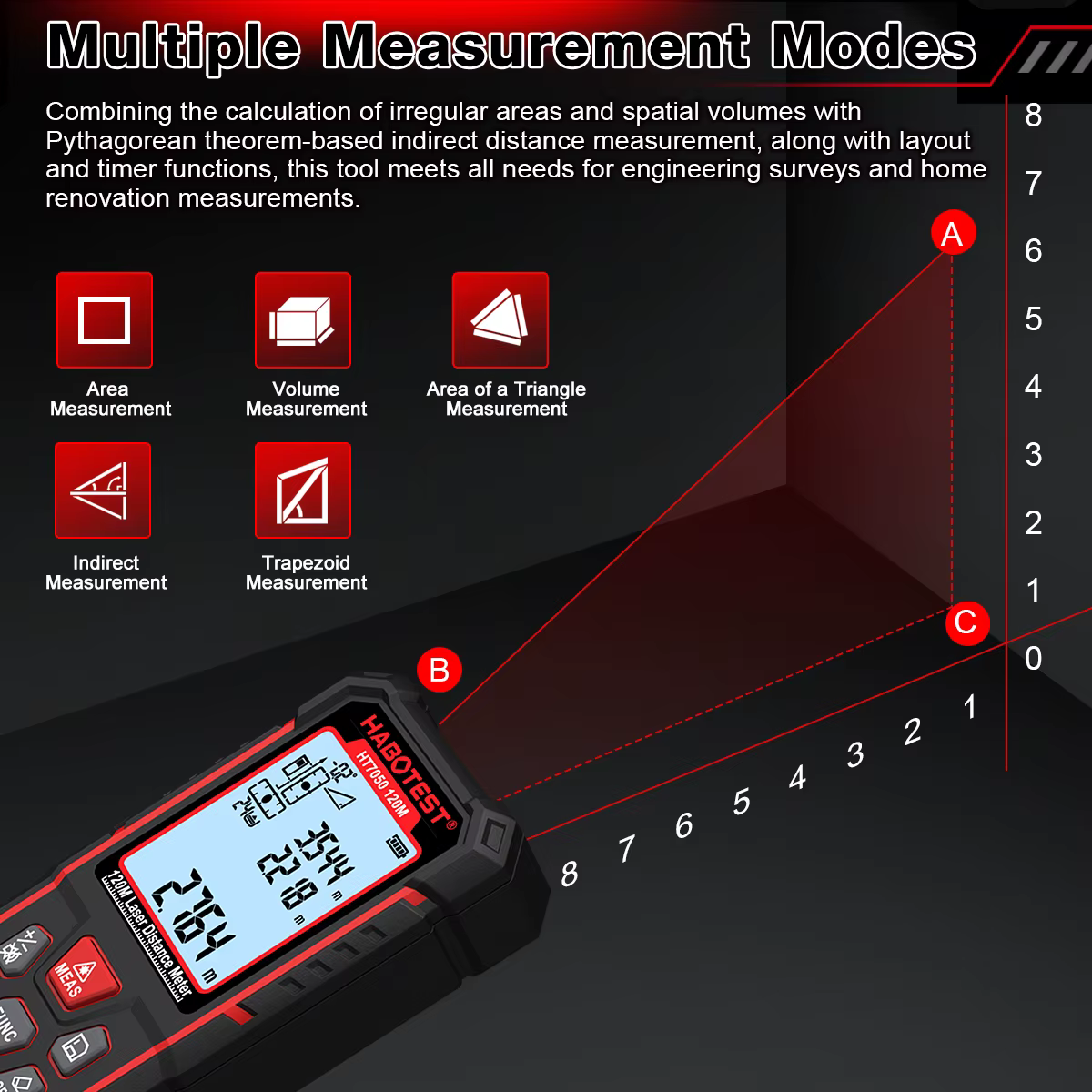 Télémètre laser HT7050 50M 80M 120M