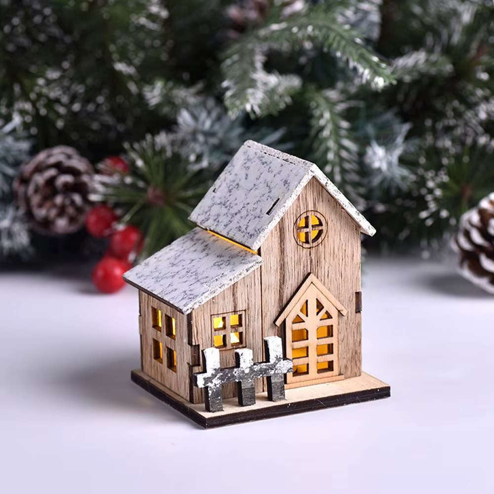 Bricolage cadeau de noël chalet lumière LED cabane cabine lumineuse décorations
