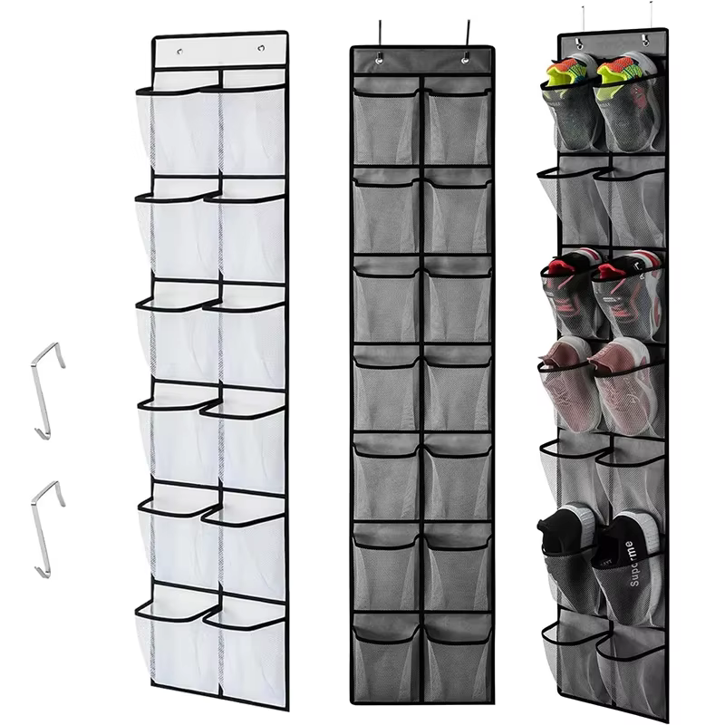 Étagère à chaussures suspendue, organisateur sur la porte, 12/14 grandes poches en maille respirante, organisateur de pantoufles, rangement de chaussures