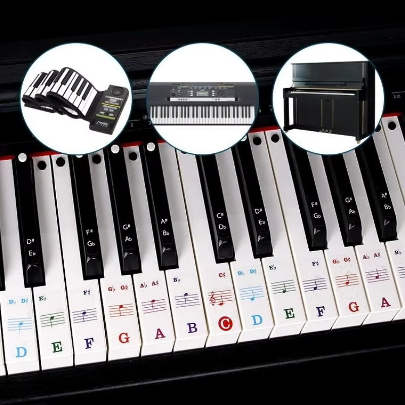 1 ensemble d'autocollants de lettres pour piano pour débutants
