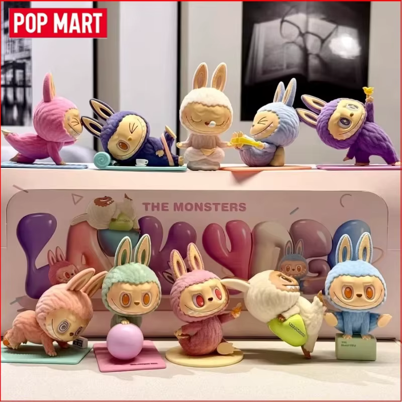 Figurines authentiques POP MART LABUBU THE MONSTERS Lazy Yoga Series
