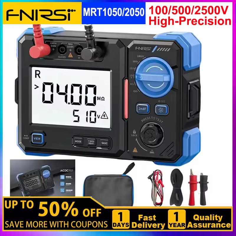 Testeur de résistance d'isolement FNIRSI MRT-1050 Megohmmètre 100/500/2500V