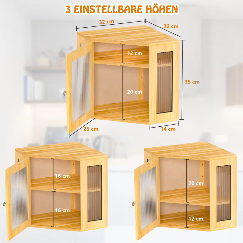 Boîte à pain en bambou et bois, rangement d'aliments d'angle, double couche, pour la maison, pour le tri des desserts, conteneur de rangement