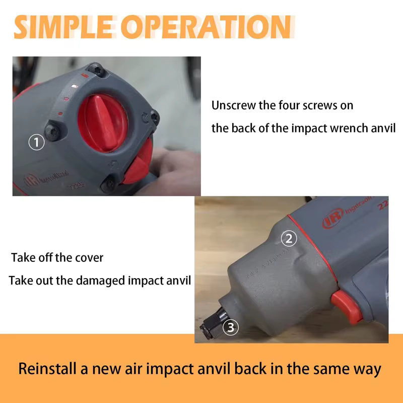 Enclume à Impact d'air 1/2 pouces avec joint torique et Clip de retenue pour Ingersoll Rand IR2235TiMax et IR2235QTiMax