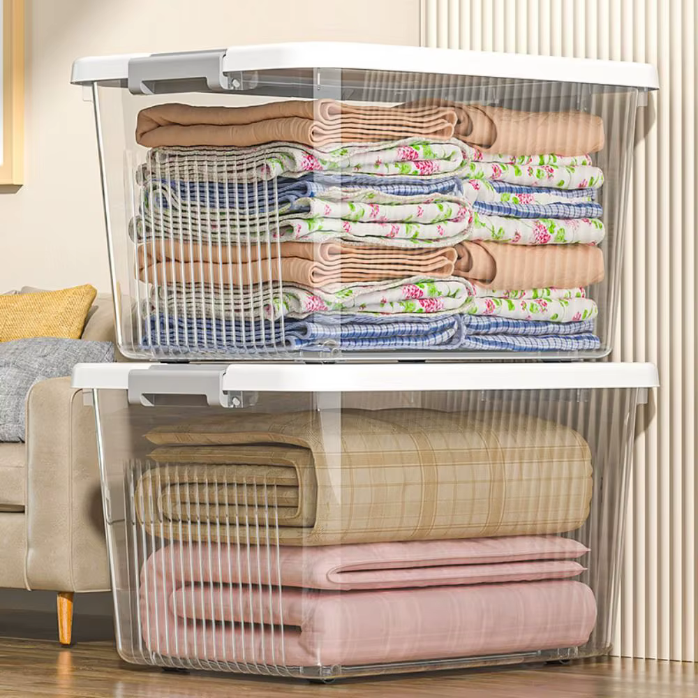 Boîte de rangement noire transparente pratique