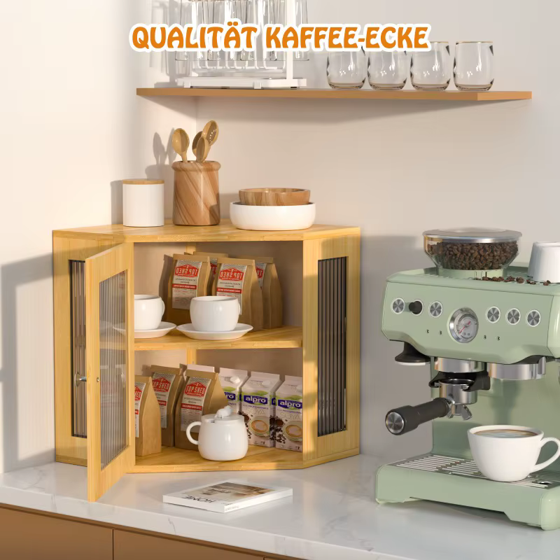 Boîte à pain en bambou et bois, rangement d'aliments d'angle, double couche, pour la maison, pour le tri des desserts, conteneur de rangement