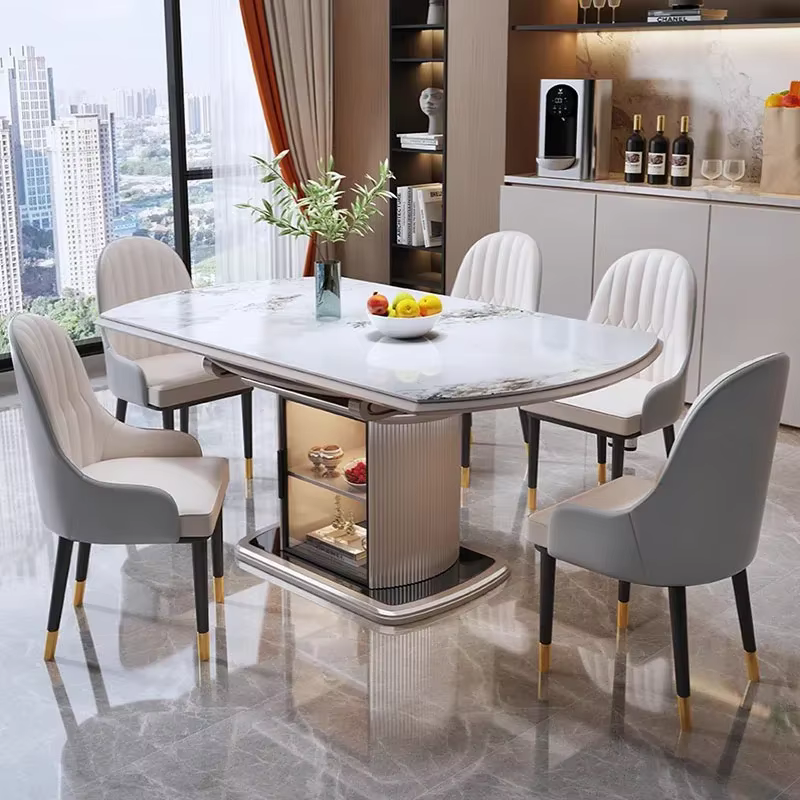 Table à manger ronde en marbre, meuble De luxe moderne pour salon, style nordique minimaliste, meubles De cuisine
