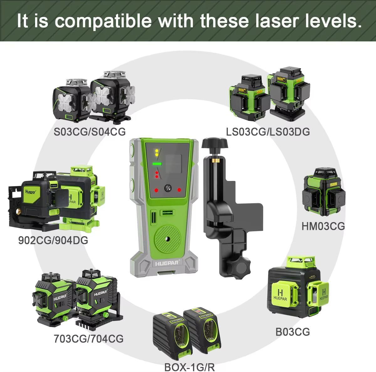 Huepar LR-8RG Détecteur laser pour niveau laser