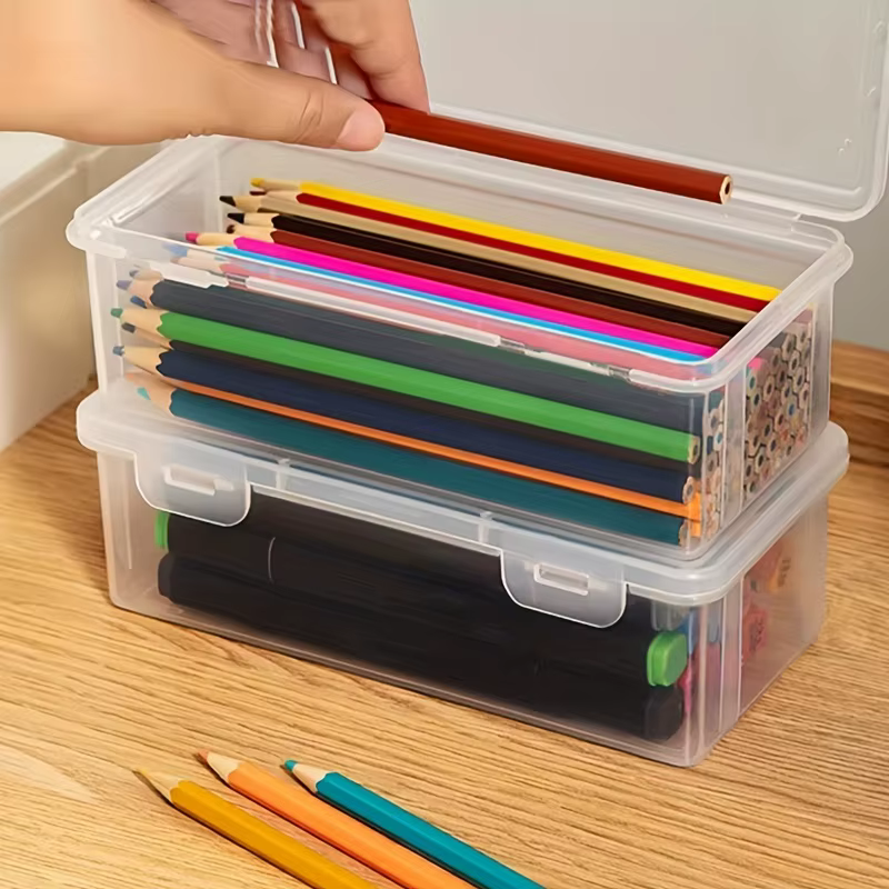 4 boîtes de rangement transparentes en PP de grande taille avec couvercles
