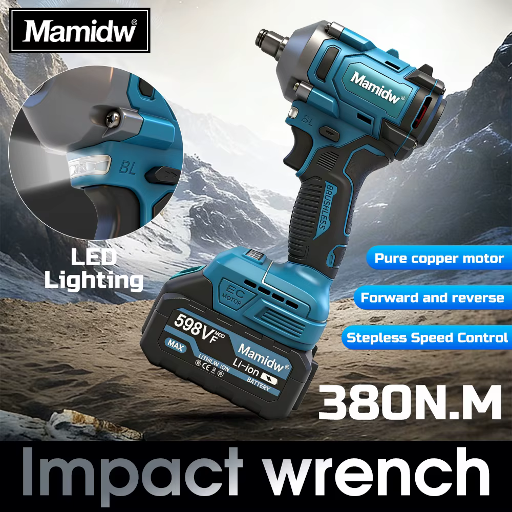 Clé à chocs Mamidw 1/2 pouce | Moteur sans balais 850 N.m | Matériel robuste pour la réparation de camions et de