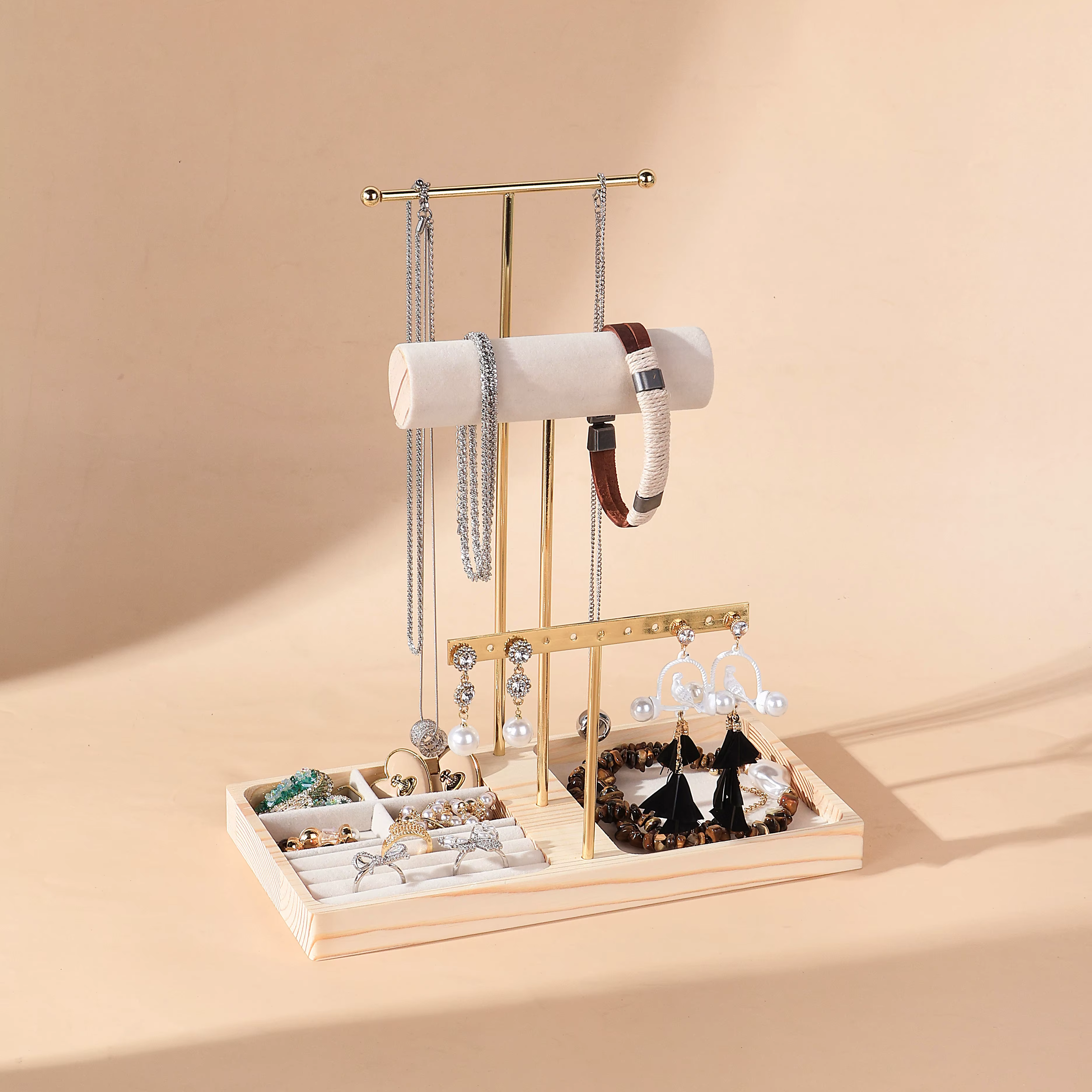 Organisateur de porte-colliers Simple en bois et métal