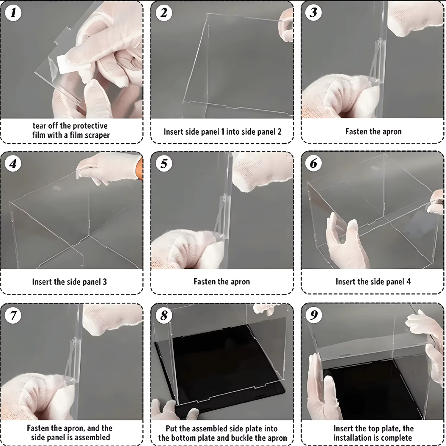 Présentoir en acrylique transparent assemblé de 11 tailles pour protéger les objets de collection