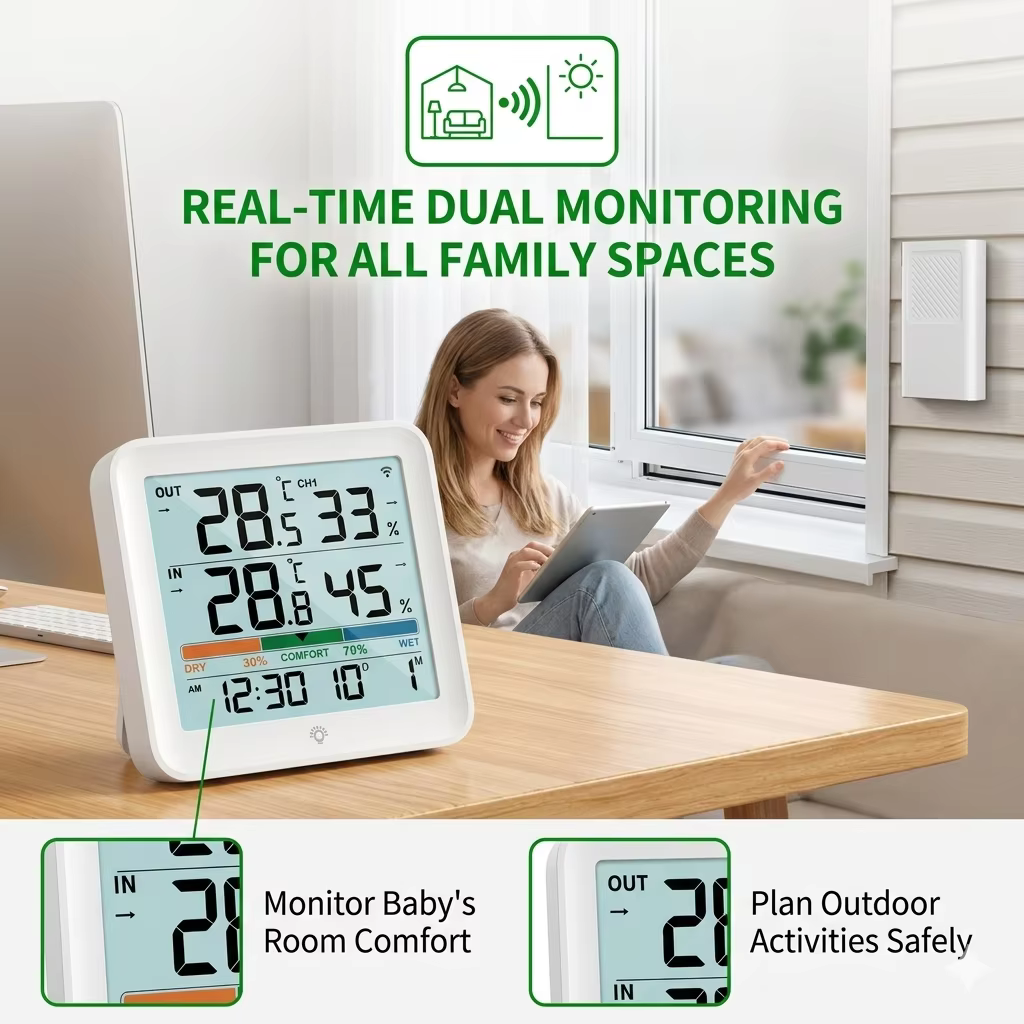 Thermomètre hygromètre numérique avec télécommande
