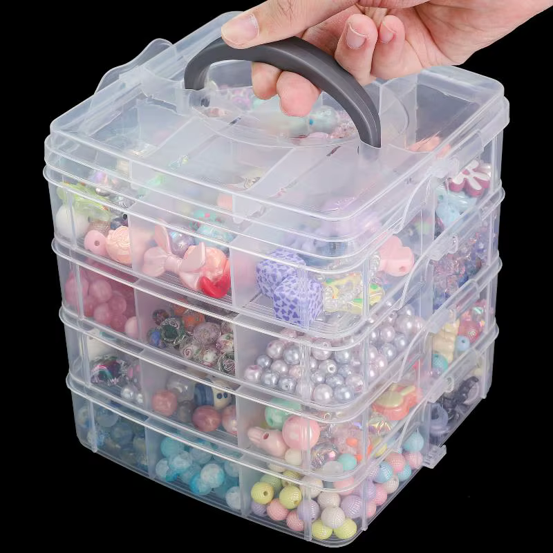Boîte de rangement en plastique à 3 niveaux