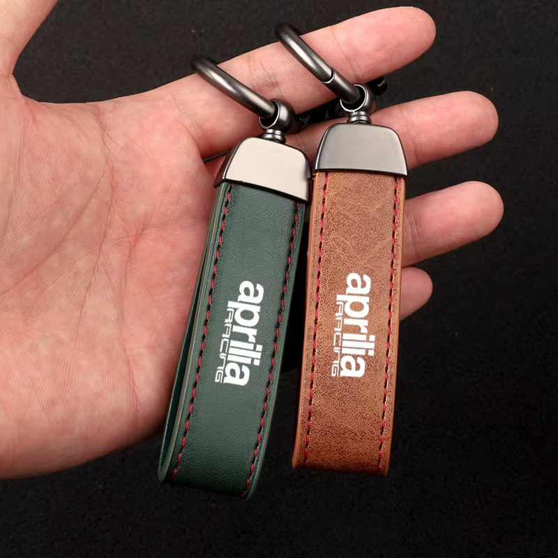 Porte-clés de moto en cuir de qualité supérieure avec logo