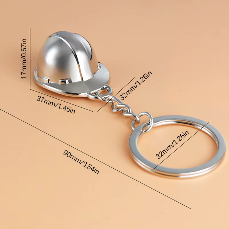 Porte-clés de voiture avec mini casque dur en métal, porte-clés, simulation créative, casque 3D, événement, vacances, cadeau pratique, pendentif, protection de sécurité