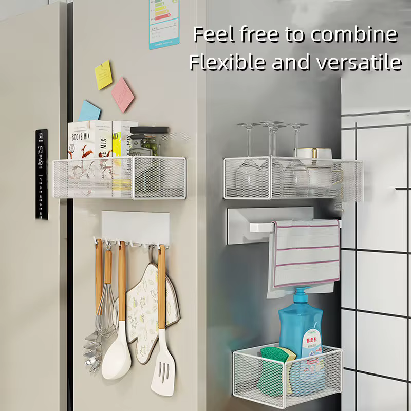 Étagère de rangement magnétique pour réfrigérateur, en acier au carbone, panier de rangement multifonctionnel et créatif