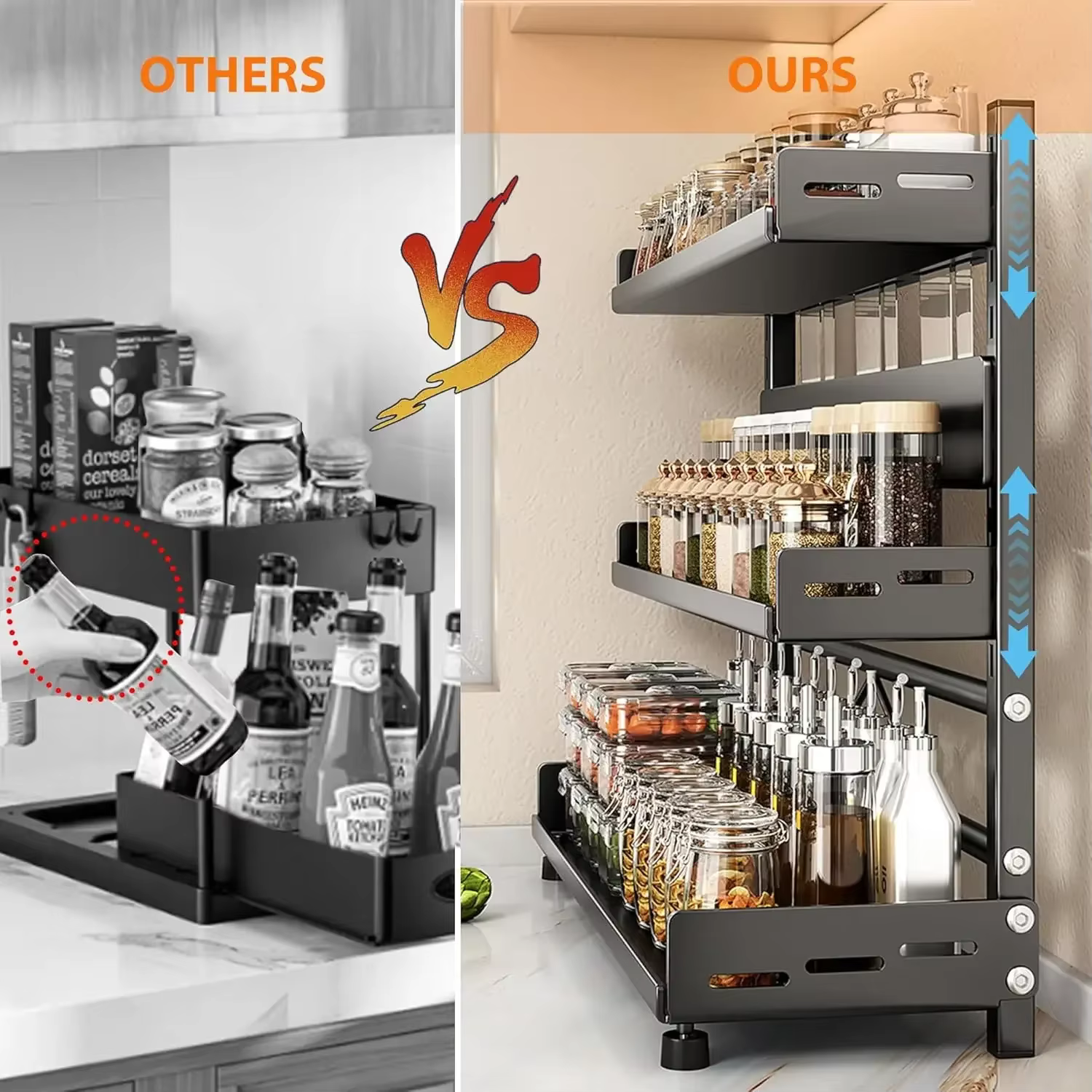 Support de rangement d'épices à 3 niveaux pour comptoir