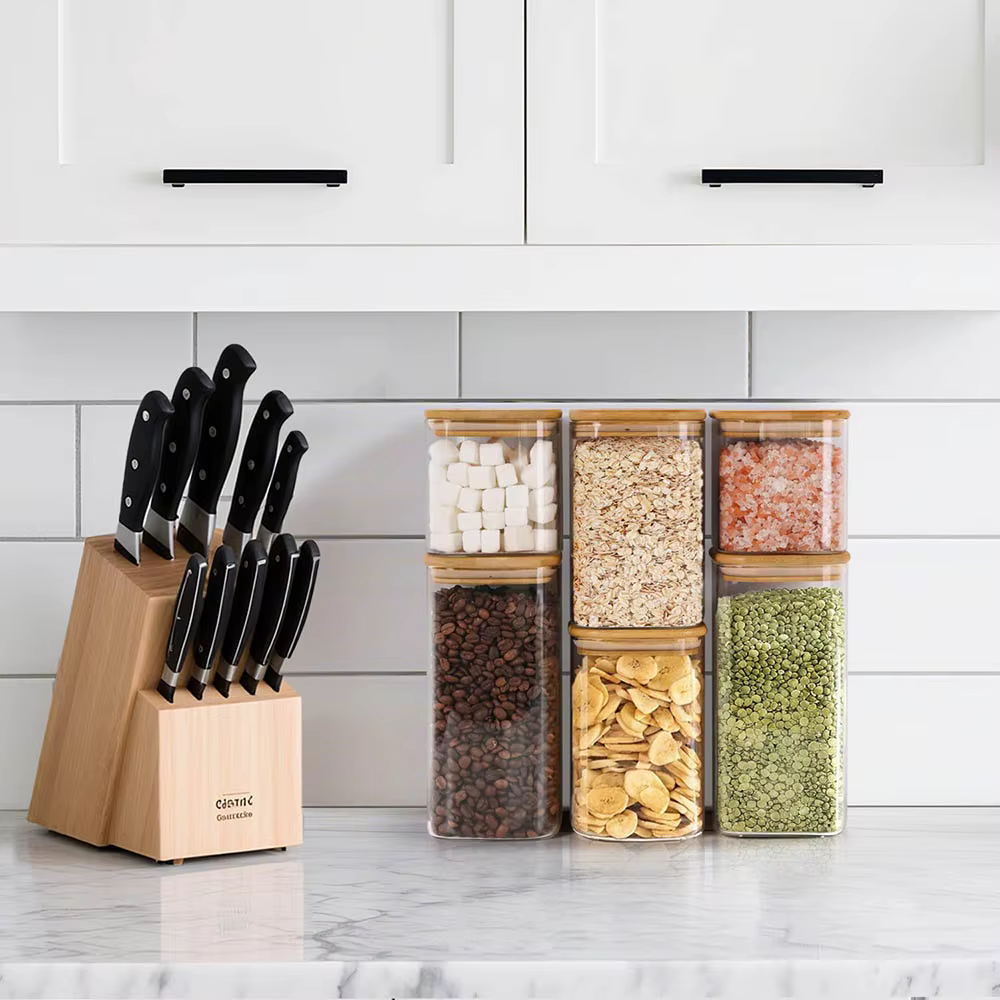 Boîte de stockage en verre hermétique avec couvercles