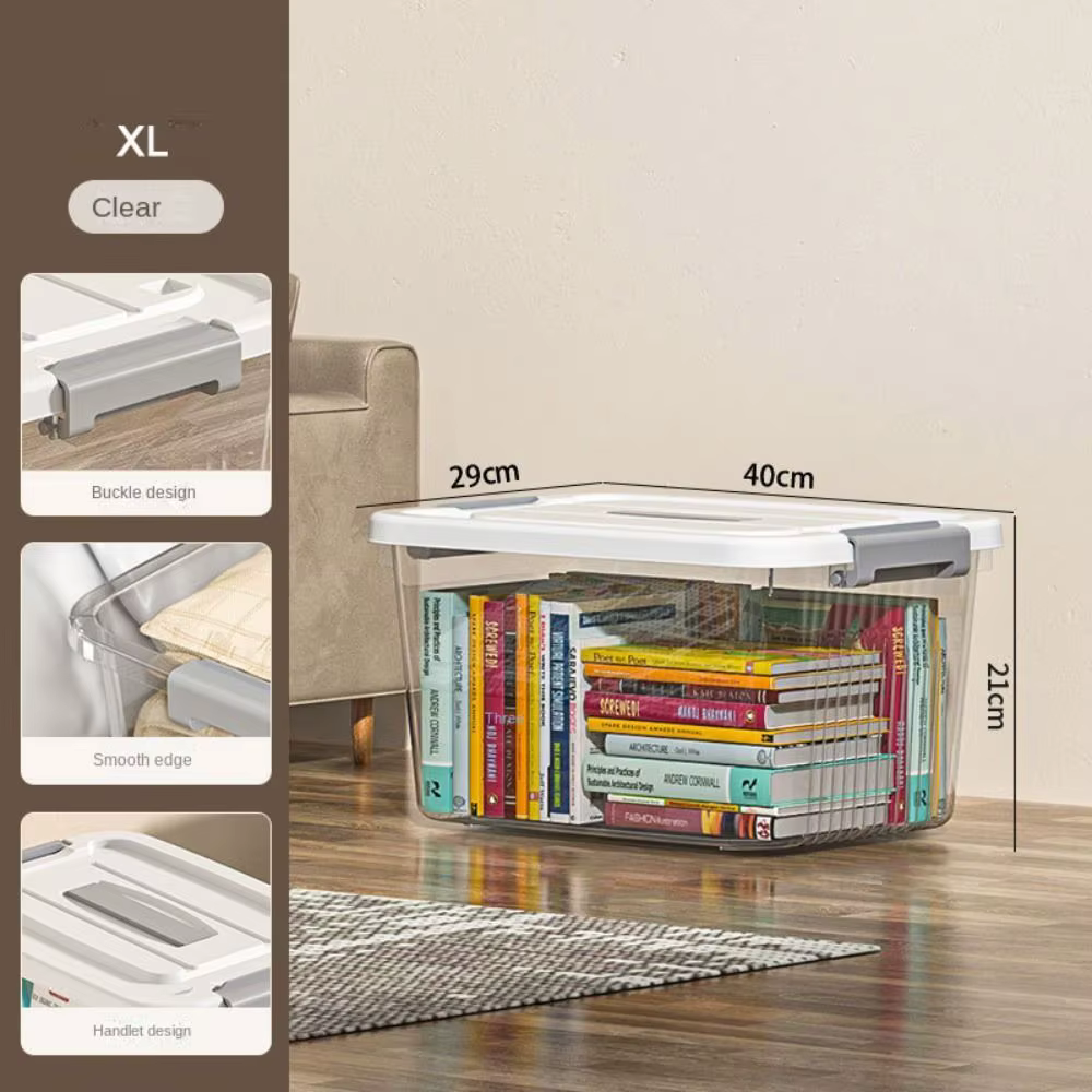 Boîte de rangement noire transparente pratique avec couvercle