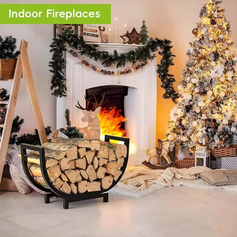 Support à bois de chauffage d'intérieur en acier