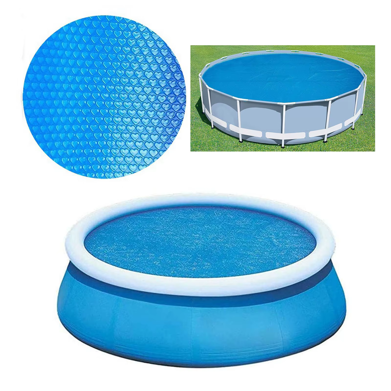 Couverture de piscine solaire ronde, imperméable à l'eau, anti-poussière, pour l'extérieur, film à bulles PE, accessoire pour l'été
