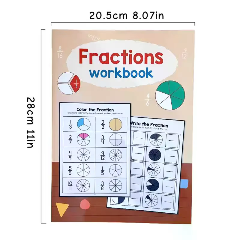 1 pièces école primaire mathématiques livre de Test cognitif Fraction de base apprendre et pratique formation cahier