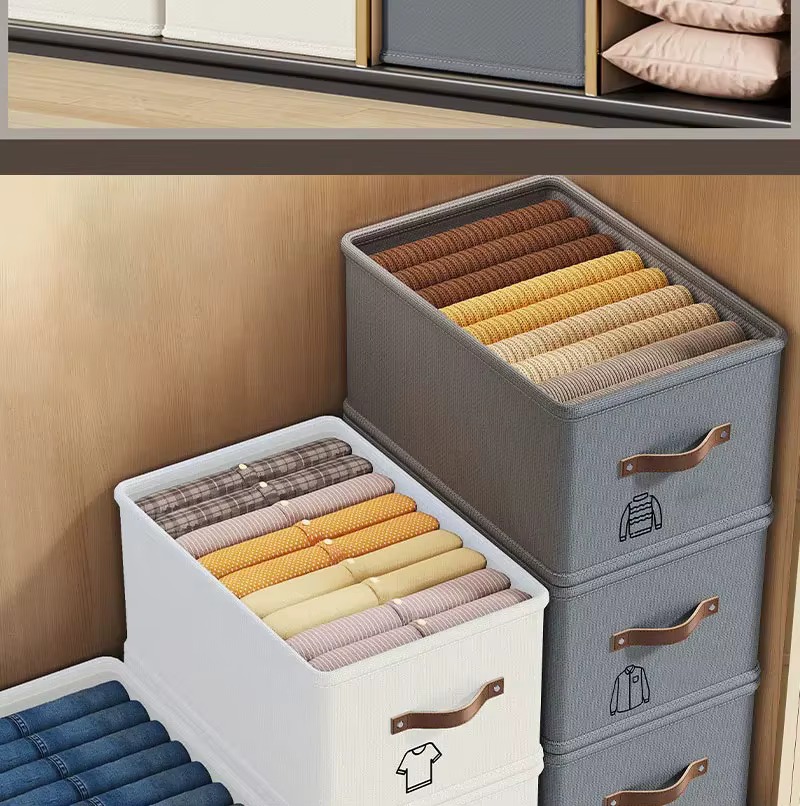 1 boîte de rangement en tissu Oxford avec fond ouvert - Organisateur de vêtements et de jouets