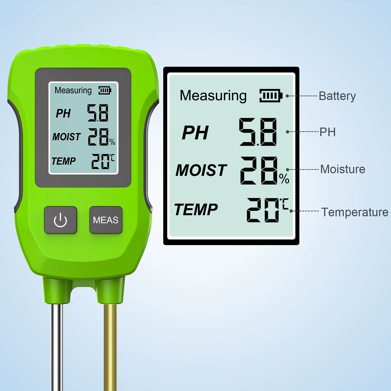 Testeur de sol numérique LCD 3 en 1
