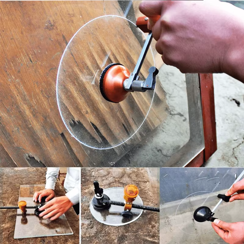 Coupe-verre circulaire réglable avec ventouse