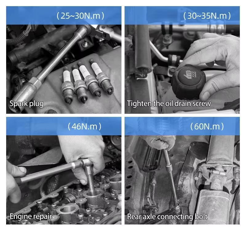 Jeu de clés dynamométriques professionnelles 3/8'' 7/8 pièces 10-60 N.m avec douilles magnétiques ultra-minces pour bougies d'allumage pour réparation de moteur automobile