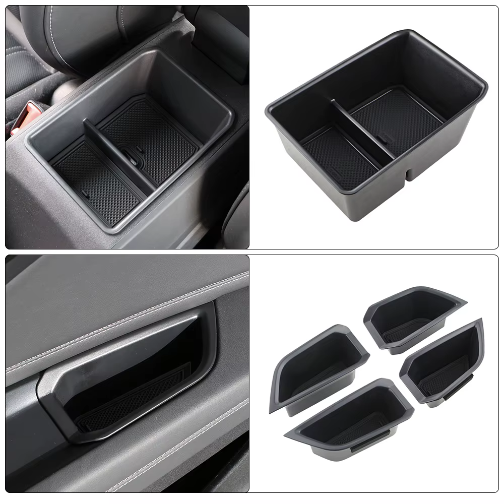 Boîtes de rangement pour porte avant et arrière de voiture, organisateurs de Console centrale de voiture, accessoires de rangement intérieurs pour Audi Q4 e-tron Etron 2019 – 2025