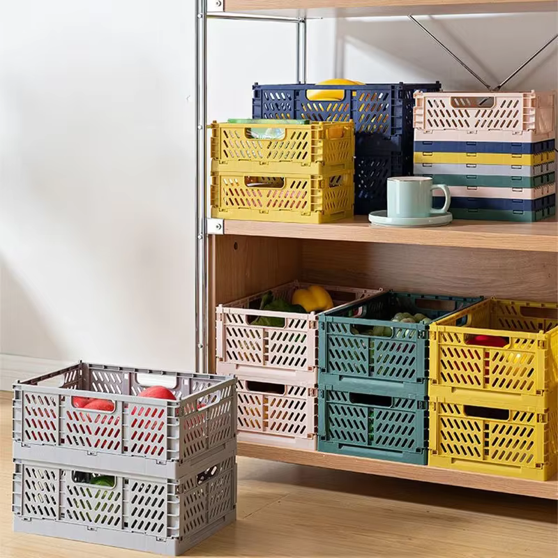 Panier de rangement pliable en plastique pour la maison
