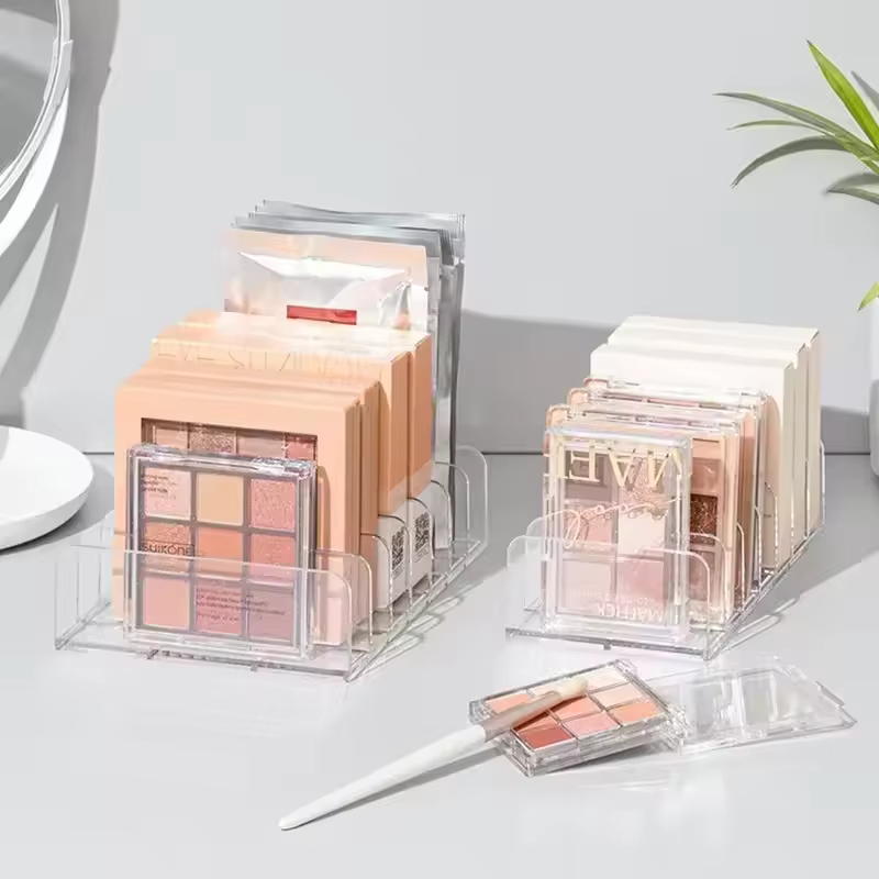 Boîte de rangement pour maquillage, étagère transparente à 7 compartiments, présentoir multi-cellules pour cosmétiques, fard à joues, fard à paupières, gain de place, durable
