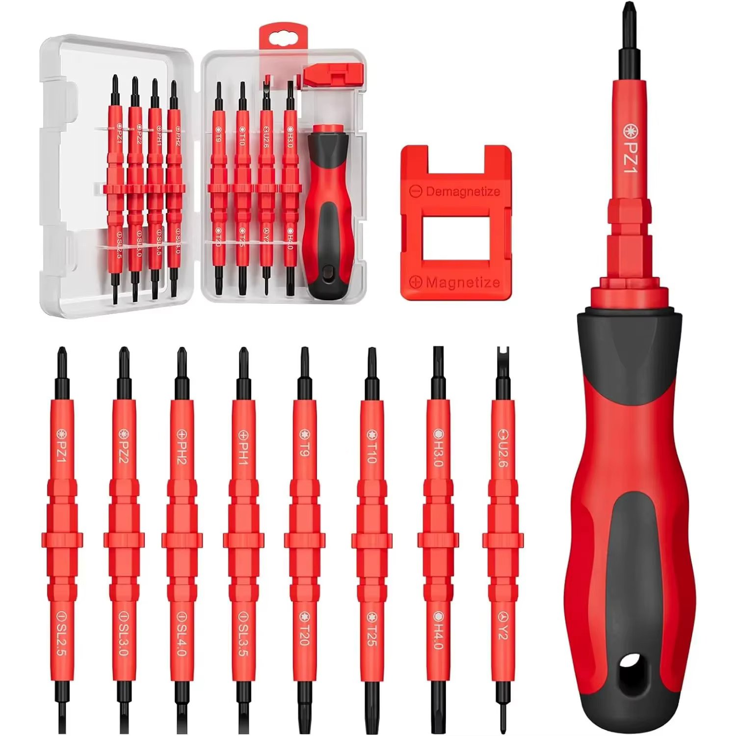 Insulated Screwdriver Set 18-in-1 with Case Electrician Special Set Flat Head torx