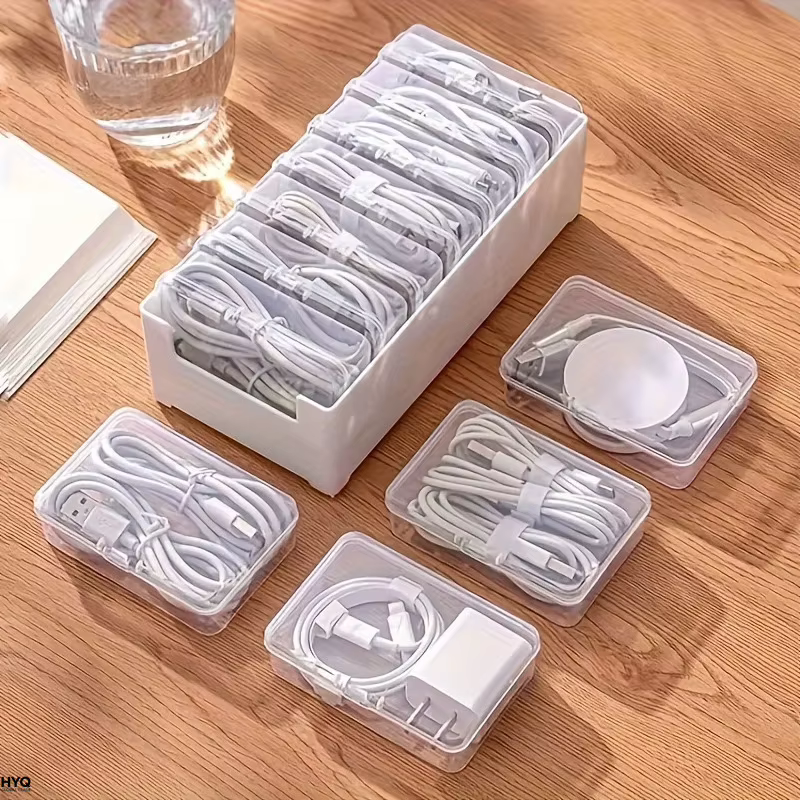 1 ensemble de boîtes de rangement pour câbles de données avec 7 petites