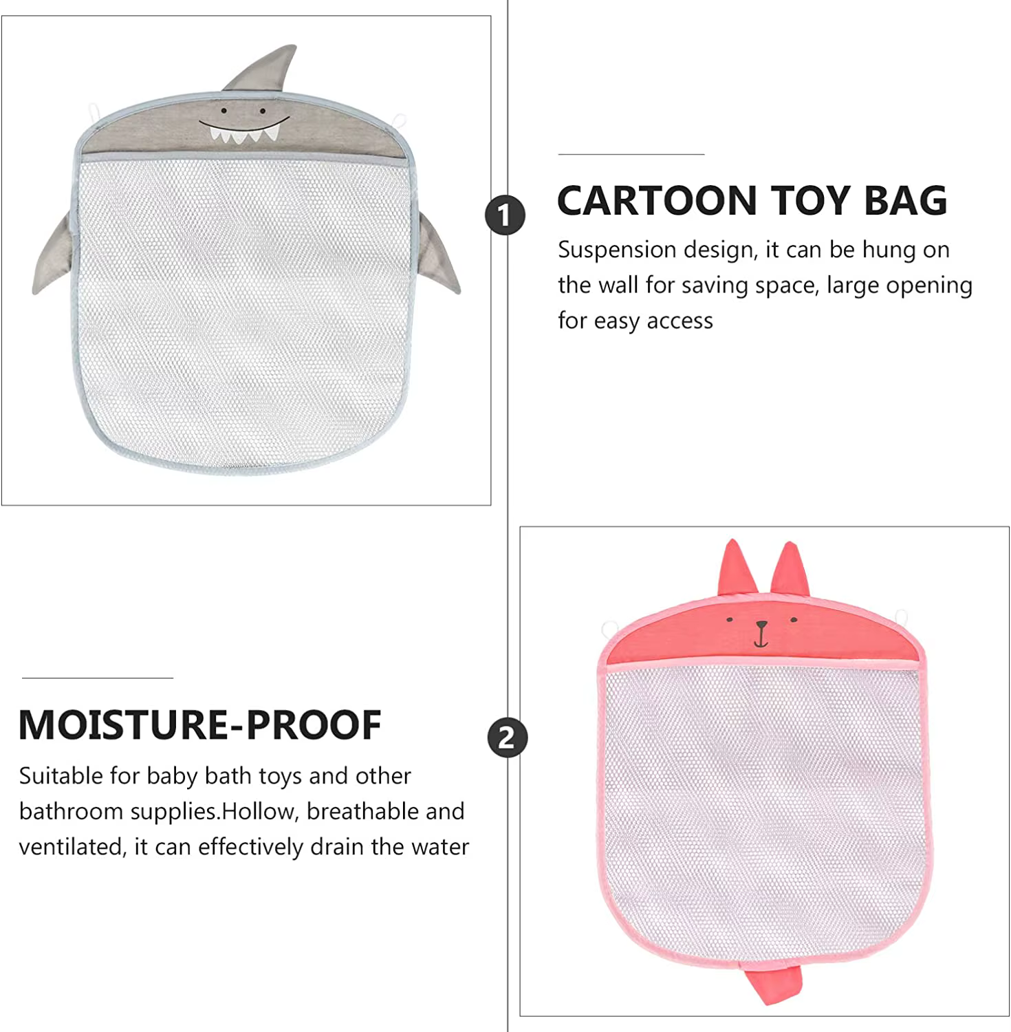 Rangement de jouets de bain suspendu, panier en filet à séchage rapide, sac en maille, organisateur de salle de bain, porte-jouets de jeu de baignoire, caddie de douche pour enfants en bas âge