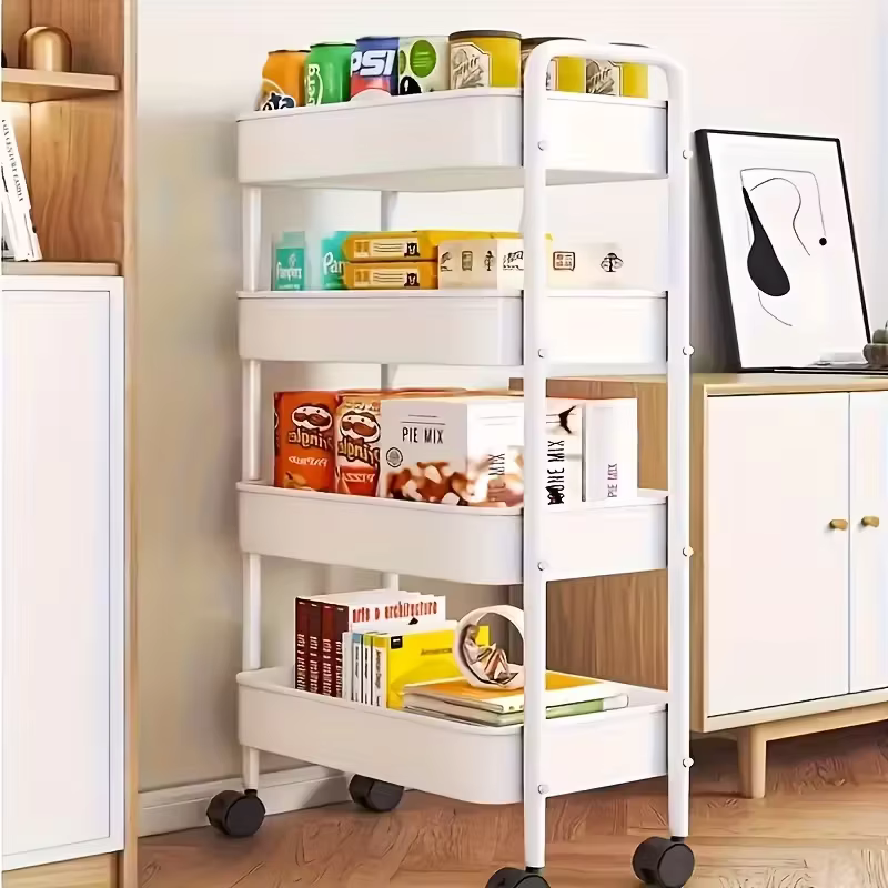 Étagère de rangement mobile pour véhicule à roulettes robuste à 2-5 niveaux