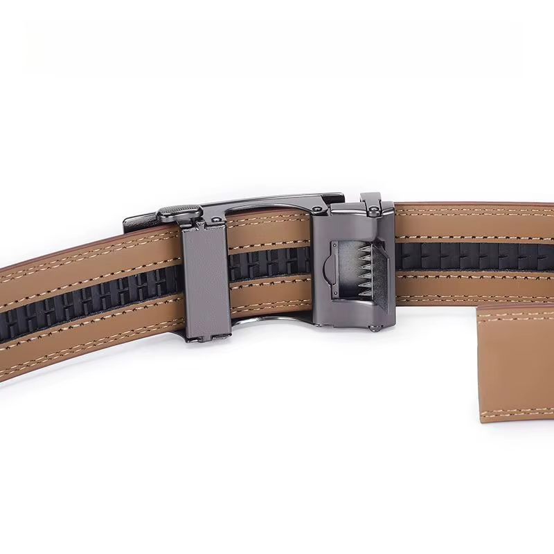 Ceinture pour homme en alliage géométrique plat avec boucle automatique
