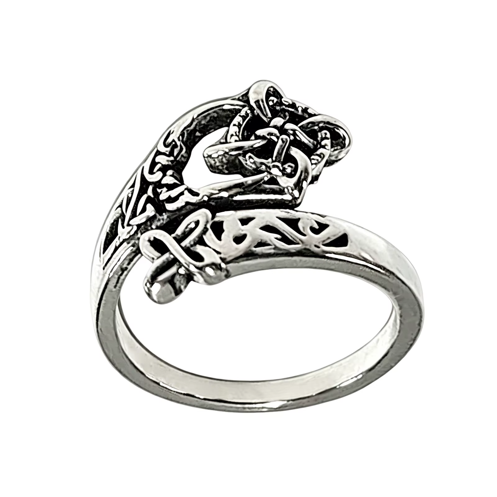 Bague ajustable en argent avec nœud de protection pour femmes