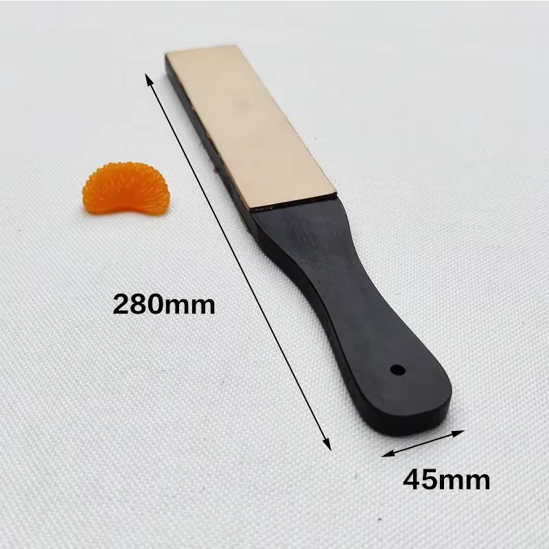 Sangle d'affûtage en cuir avec manche en bois fait à la main pour couteaux de rasoir-outil