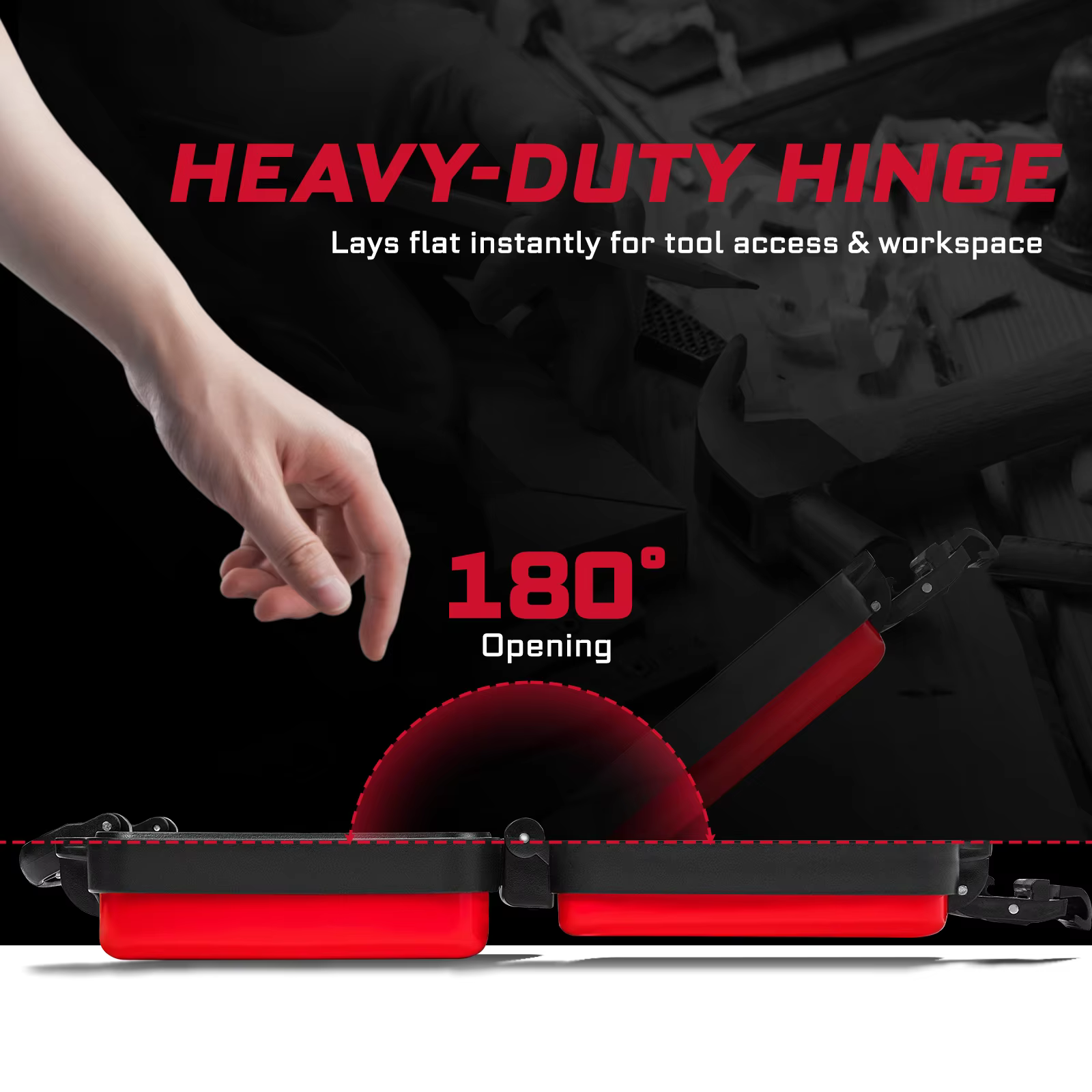 Geinxurn 2 boîtes à outils portables en métal rouge et noir